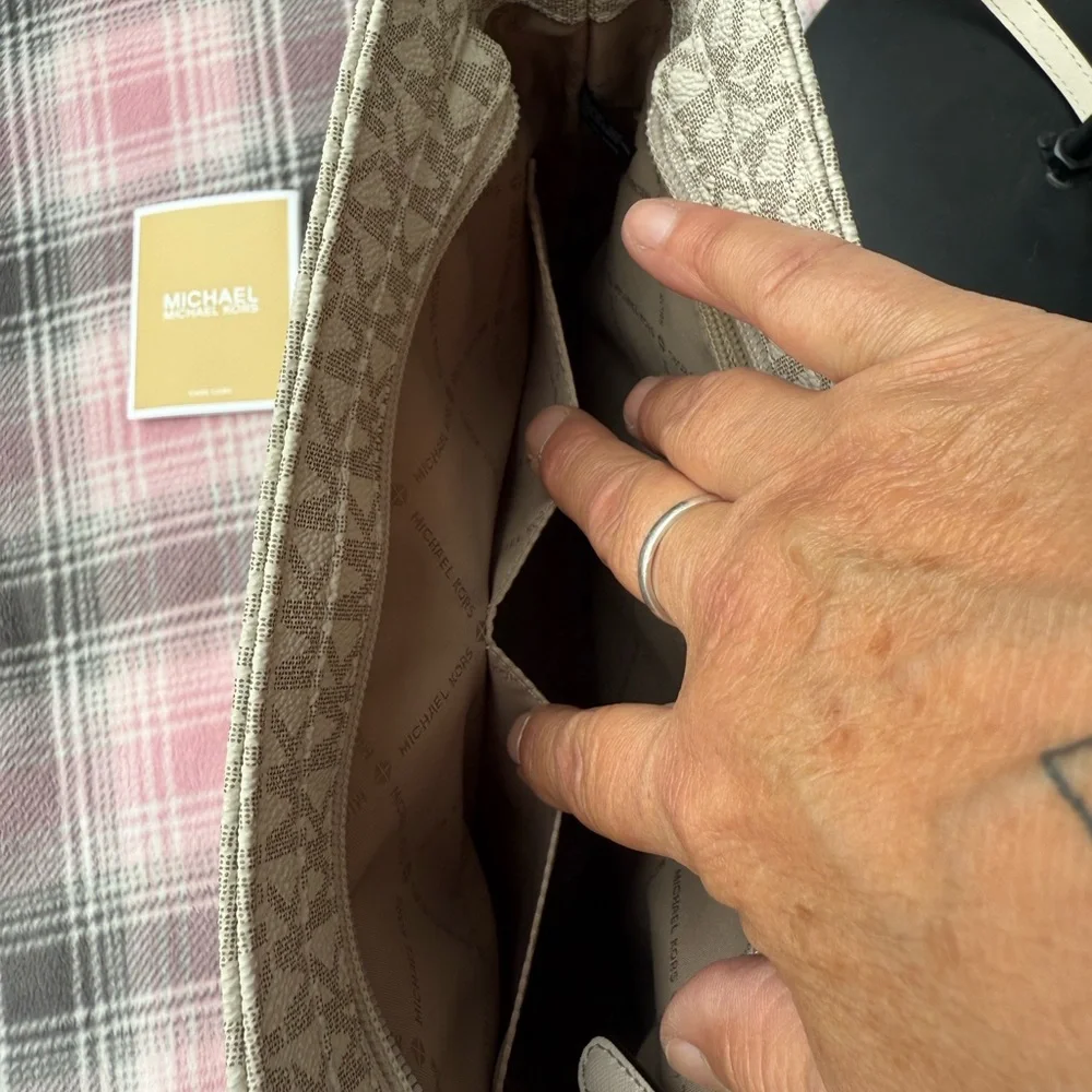 Michael Michael Kors Cream and Gray Monogram Bag